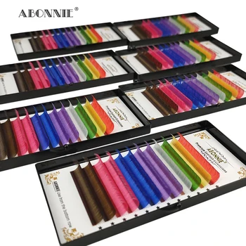 Abonnie Mavrične Barve Trepalnice 8colors / 1tray Premium Mink Trepalnice Posamezne Trepalnice Razširitev 10-15 mm Pisane Cilios