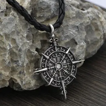 Viking Vegvisir Kompas Obeski Odin Kopje Norse Runic ogrlico za Zaščito Žensk nakit