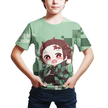 Devils Morilec Anime Poletne Nova otroška T-shirt 3D Tisk T-shirt Fant Dekle Kul Majico Kratek Rokav Vrhovi Okrogle Ovratnik