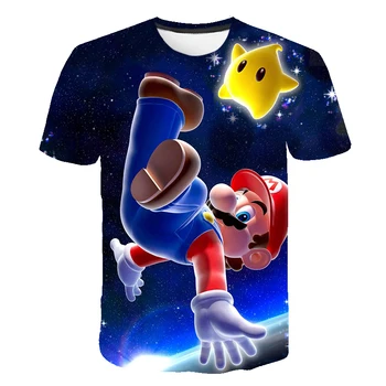 Fantje in dekleta Mario T-shirt, otrok 3D cartoon T-shirt, digitalni tisk T-majica, kratek rokav T-shirt, risani lik
