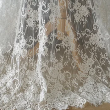 Kabel francoski čipke tkanine, Off white chantilly lace z cording, poroka oblek čipka, razkošje nevesta čipke material 1 kos=1.5x2.8M