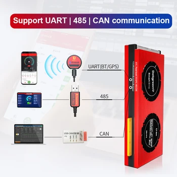 14S Smart Li ion BMS 48V 30A 40A 60A z 485 UART LAHKO sporočilo za 3,7 V Litijeva baterija LCD zaslon Bluetooth NTC