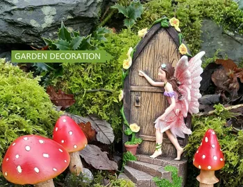 Luštna Majhna Vila Gnome Svetlobna Miniaturni Pravljice Vrt Smolo Doma Okno Vrata Dreves Dekoracijo skulpture dekor Žareti V Temno