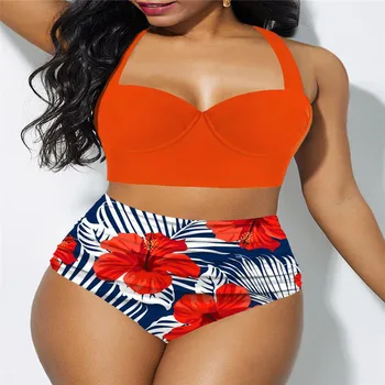 Nove Ženske Kopalke Seksi Velike Tiskane Velikost Bikini Ločeno Kopalke