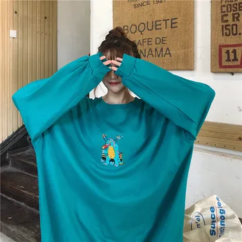 Hoodies Ženske Prevelik Preprosto Priložnostne O-Izrez Ženska Pulover Majica Za Prosti Čas Natisnjeni Svoboden Elegantna Harajuku Korejskem Slogu Dnevno