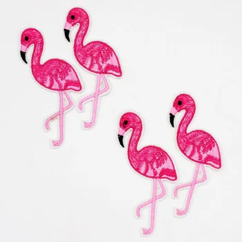 4Pcs Flamingo Ptica Vezenje Železa na obliž, ki so sešiti Za oblačila aplicirano Motiv Klobuk