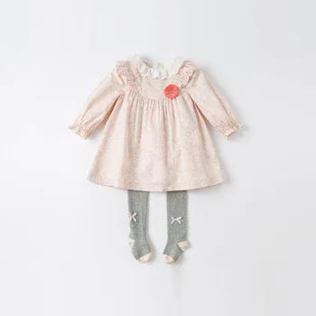DB16750 dave bella pomlad baby dekle srčkan cvjetnim tiskanja obleko otroci in modnih stranka obleko otroci dojenčka lolita obleko
