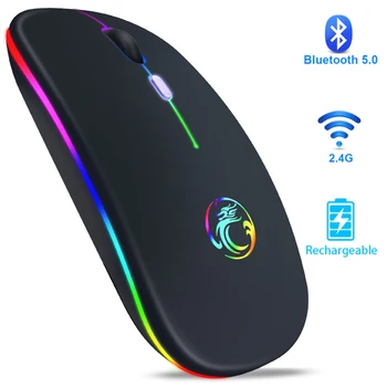 Brezžično Miško Bluetooth RGB Miške za Polnjenje Računalnika Mause Tiho Ergonomska LED Miške USB, optičnega Osvetljen Miška za prenosni RAČUNALNIK