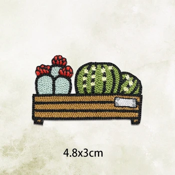 1 KOS Rastlin Kaktus Mačka Parches Vezene Železa na Obliži za Oblačila DIY Proge Oblačila Kokos Nalepke po Meri Značke