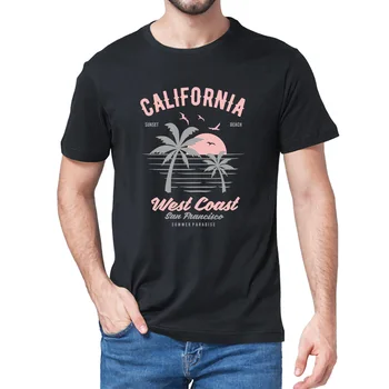 California Zahodni Obali Sunset Plaža Smešno Summe Moške Bombaž Novost Prevelik T-Shirt Unisex Humor Ženske Mehko Tee Darilo