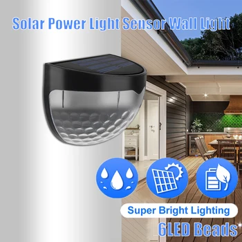 6LED Nepremočljiva Solar Powered Steno-Vgrajena Lučka Auto On/Off Senzor za luči za na Prostem Poti Vrt Teraso Ograjo