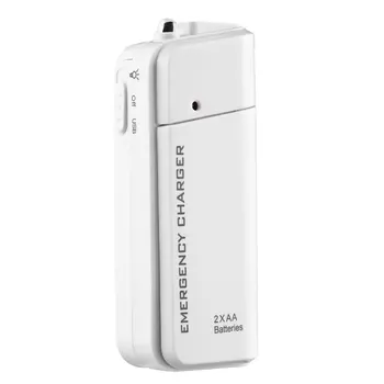 Univerzalni Prenosni USB Sili 2 AA Baterije Extender Polnilnik Moči Banke Oskrbe Polje Za iPhone Mobilni Telefon, MP3, MP4 Bela