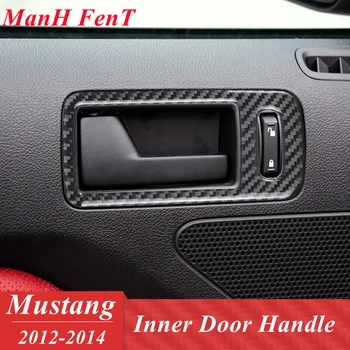 Za Ford Mustang Notranja Vrata Ročaj Okvir Plošča Pravi Ogljikovih Vlaken Notranje opreme 3D Nalepke 2012 2013