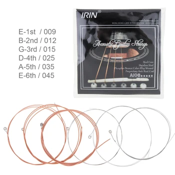 IRIN 6pcs/nastavite Akustični Flok Kitara Niz 009-045 Palčni Jekla Jedro, Fosfor Barvo Brona, Zlitine z Lastniške antikorozijski Plašč