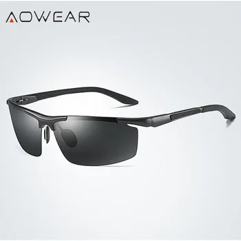 AOWEAR Luksuzni Aluminija Rimless sončna Očala Moških Polarizirana Šport na Prostem Ogledalo sončna Očala za Moške Pogon Očala z Dodatki