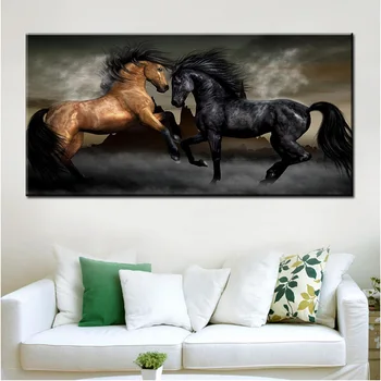 Sodobna Živali, Plakatov in Fotografij Wall Art Platno Slikarstvo Dveh Konj Ples Slike za dnevno Sobo Cuadros Dekor Brez Okvirja