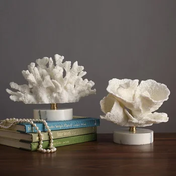 Simulacija Koralni Figurice Miniature Sodobno Dekoracijo Doma Smolo Obrti Z Marmorjem Znanja Dnevna Soba Namizni Poročni Dekor