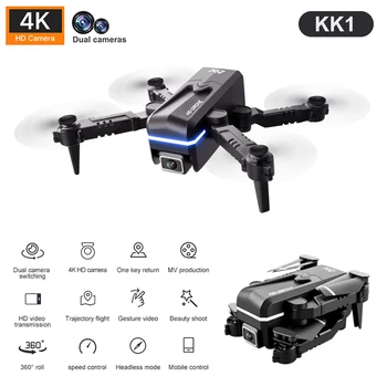 KK1 Mini True HD 4k Dual Camera Vizualno določanje Položaja 1080P WiFi Fpv Brnenje Višina Ohranjanje Rc Quadcopter Rc Brnenje