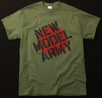 Novi Model Vojska Logotip Vojaško Zelena Majica Post Punk Rock Nov Val