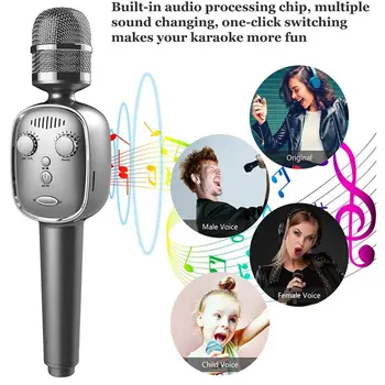 Mikrofon Profesionalni Brezžični Mikrofon Karaoke Bluetooth 5.0 Prenosni Ročni Karaoke Mic Stroj s Voice Changer Vokalno