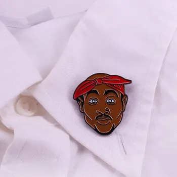 Tupac Shakur Pevka Rapper Thug Life Hip Hop Broška Zatiči Emajl Kovinsko Značke River Pin Broške Jakne, Modni Nakit