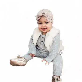 2020 Jeseni Nov Vozel Baby Turban Bombaž Bowknot Barva Elastična Baby Dekle Klobuk Malčka, Kape