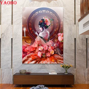 5d diamond slikarstvo Japonski Gejša Ženska polno kvadratni krog vaja mozaik 3d sliko nosorogovo vezenje diamond nalepke dekor