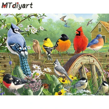MTdiyart Diamond Slikarstvo Ptica Mozaik 5D DIY Stenske Nalepke Kit Polno Vaja Pomlad Pokrajino Vezenje Živali Navzkrižno Šiv Umetnosti Set