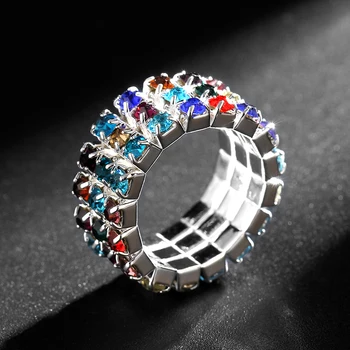MOREDEAR 925S 1 - 3 vrstic verige Elastična CZ Crystal Ring Za Ženske poročne Modni Nakit