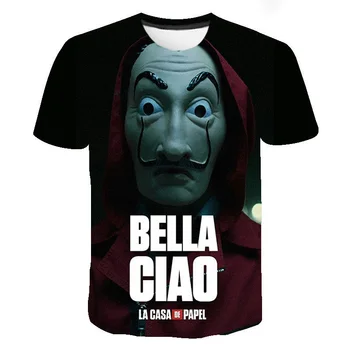 3D La Casa De Papel Natisnjeni T-shirt 2021 Nov Poletni Moški Ženske Kul Moda Ulične Vrhovi Unisex Modna T Srajce