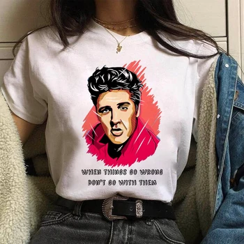 Prevelik Elvis Presley Ulične Natisnjeni Priložnostne Ljubitelje Rock and roll majica s kratkimi rokavi Top Mehko Tee Moški/Moški T-Shirt Grafika