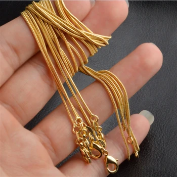 Lepo zlato ogrlico 1mm zlati kača kosti verige lepe ženske, nakit, pribor, zlati spusti verige