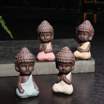 Mini Indija Zakka Joga Mandala čaj pet vijolično keramične obrti dekorativne keramične okraski kip Bude menih figur tathagata