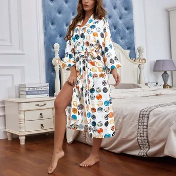 Seksi Žensk Rajon Kimono kopalni plašč Nevesta Družico Poroko Haljo Nastavite Čipke Trim Sleepwear Priložnostne Domov Oblačila More #T1G