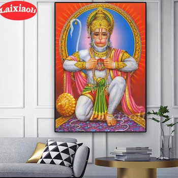 Celoten Kvadratni Krog 5d Diamond Vezenje Hindujski človek Boga Balaji Bajrang prodaje Diamond Slikarstvo 5d DIY Diamond Mozaik Hanuman