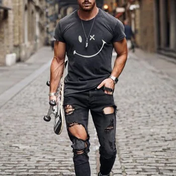 2021 Nove Priložnostne moška T-shirt Prevelik Moških Oblačil O-vrat Tee Moški Vrhovi Hip Hop Ulične Tshirt Fashion Majica Za Moške