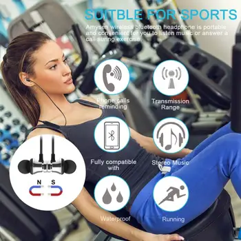 S8 Brezžične Slušalke Športne Magnetne naprave, ki so združljive Slušalke Neckband Stereo Glasbe, Slušalke Z Mikrofonom Za Vse Telefone