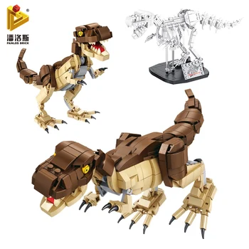 PANLOS 906pcs Jurassic Dinozaver Svetu Živalskem vrtu Tyrannosaurus in Fosilnih Gradnik Modela otroška Igrača Nalepke Darilo Majhno Opeko
