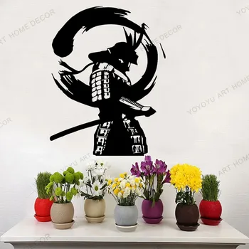 Samolepilni Japonski Bojevnik Enso Zen Krog Samurai Azijskih Vinil Stene Decals je Stenske Nalepke Človek Jama Umetniške Dekor JC239