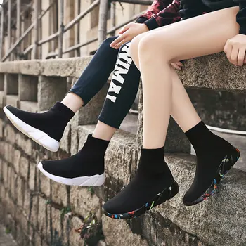 Dihanje Gleženj Boot Ženske Nogavice, Čevlje, Superge Priložnostne Potovanja Elastičnost Klin Platformo Zapatillas Mujer Mehko Unisex Hoja