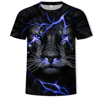 2021 Poletje Kralj Gozda Lev Grafika t srajce Novo 3D Živali Vzorec moška t-srajce Moda Priložnostne Tiskanja zabavne majice