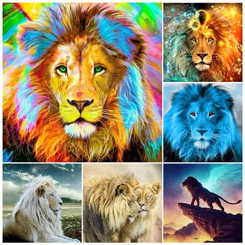 5D DIY Diamond Slikarstvo Celoten Kvadratni Lion King Series Navzkrižno Šiv Mozaik Sliko Okrasnih Dekor Diamond Vezenje Živali