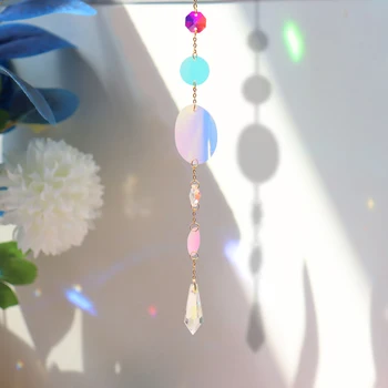 Kristalno Dekor Heksagonalna Diamond Prizme Visi Mavrica Ima Razsvetljavo Pribor za okenske Zavese Obesek Doma Vrt