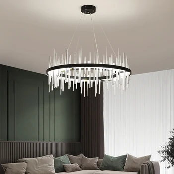 Nordijska led lestenec črni krog pravokotnik sodobne razsvetljave v zaprtih prostorih strop aluminija minimalism dnevna soba dekoracijo doma žarnice