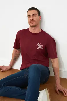Trendyol Moških Natisnjeni Nove T-Shirt TMNSS20TS1099