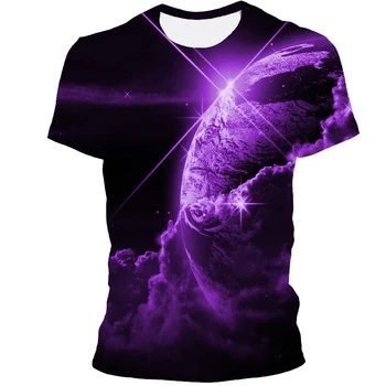 2021 Moda Poletje Dim, ki Plujejo pod Zvezdami 3D Tiskanje Casual Moški T-shirt Zunanja Osebnost T-shirt za Moške Svoboden Kratek Rokav Shi