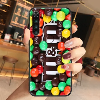 Srčkan M&M ' s Čokolado MMs Risanka primeru Telefon Za Xiaomi Redmi Opomba 7 7A 8 8T 9 9A 9, 10 K30 Pro Ultra black luxury prime moda