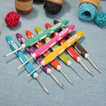 9Pcs/nastavite Dvojni Barve Plastični Ročaj iz Aluminija Kvačkanje Kljuke DIY Pletilne Igle Pulover Šiv Needlework Šivanje Orodja palillos