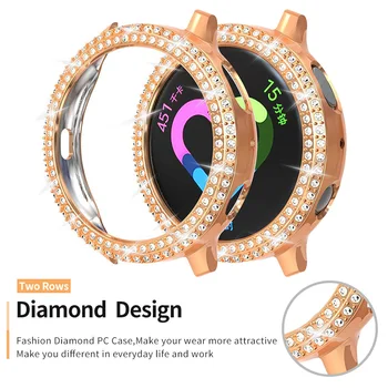 Moda Dveh Vrstic Diamond PC Odbijača za Samsung Galaxy Watch Aktivna 2 Primera 40 mm 44 Active2 Ženske Bling Tanek Pokrovček Dodatki
