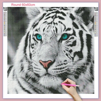 5D DIY Diamond Slikarstvo White Tiger Navzkrižno Šiv Celoten Kvadratni/Krog Diamond Vezenje Živali Vzorec Nosorogovo Orodje Set Darilo